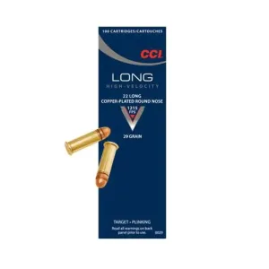 CCI 0029 22 Long 29 Grain Copper Plated Round Nose 100 Rounds Box
