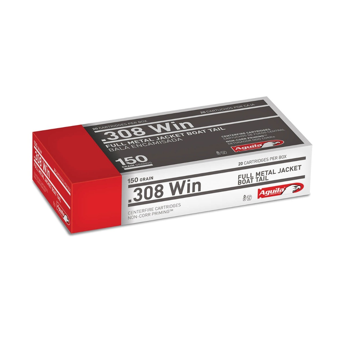 Aguila 1E308110 .308 Win 150 Grain FMJ-BT Rifle Ammo 500rd Case
