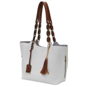 Bulldog BDP055 Concealed Carry Tote Purse White Leather Braided Design