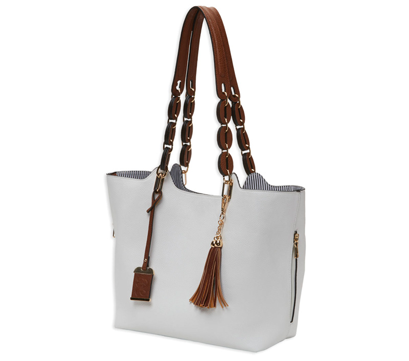 Bulldog BDP055 Concealed Carry Tote Purse White Leather Braided Design