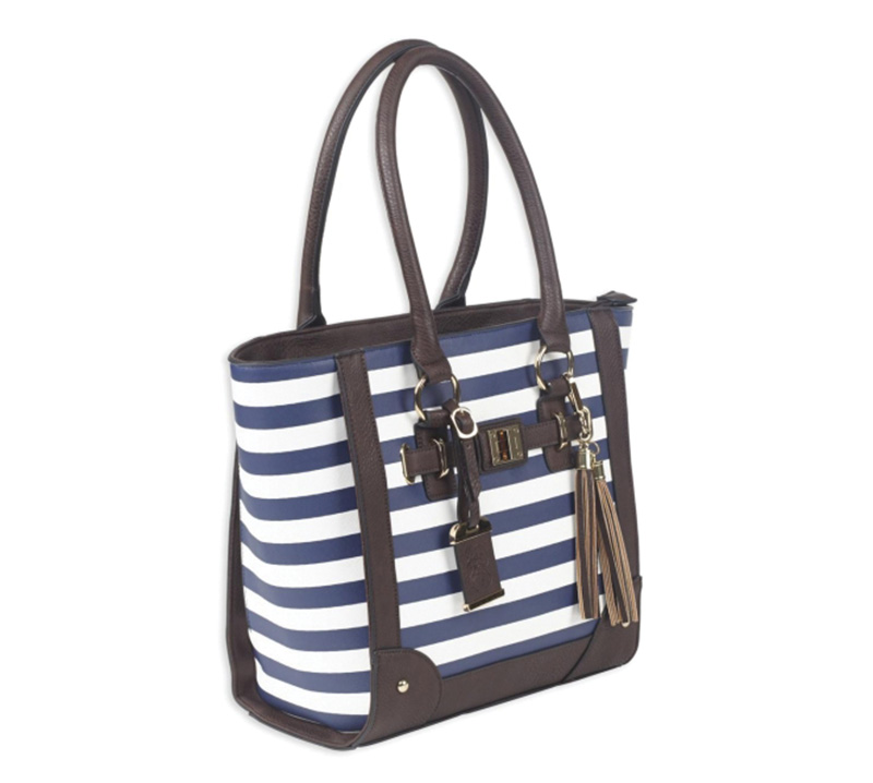 Bulldog BDP050 Concealed Carry Tote Purse Navy Stripe Leather