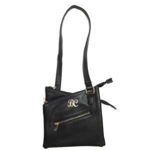 BullDog BDP030 Cross Body Purse Black Leather 9.5 in x 9.5 in x 1.5 in