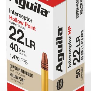 Aguila 1B220320 22 LR Interceptor 40 Grain 50rd Box Copper Plated