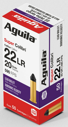 Aguila 1B220339 Super Colibri Rimfire 22 LR 20 gr Subsonic Lead 50 Per Box/ 20 Cs