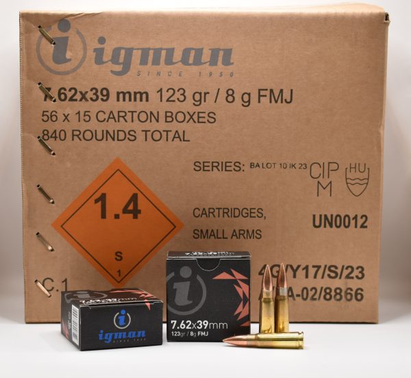 Ammo Inc Igman M67 7.62x39mm 123gr FMJ 2460fps 15 Rounds/Box