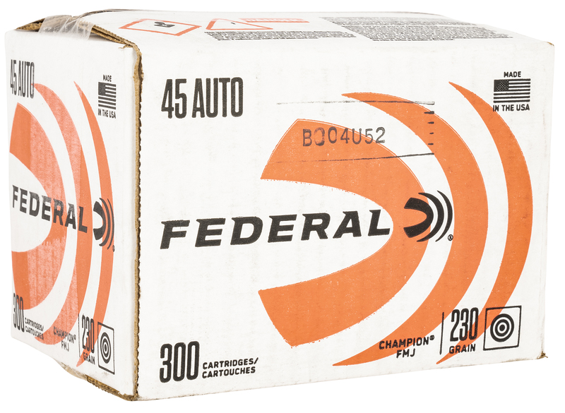 Federal Champion .45 ACP 230gr FMJ 890 fps 300 Rounds Brass Case