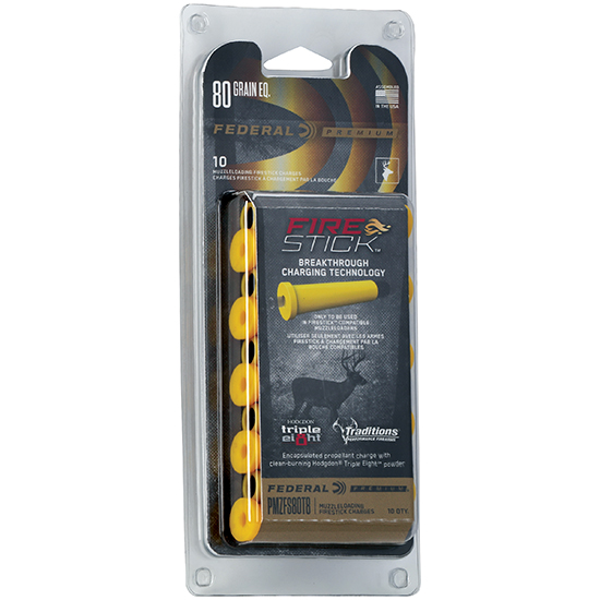 Federal Premium FireStick PMZFS80T8 - 50 Cal Muzzleloader, 80gr, Moisture-Proof, 10-Pack, Orange