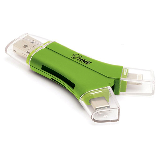 HME-QMCR 4-in-1 Card Reader USB C/Micro USB/Lightning