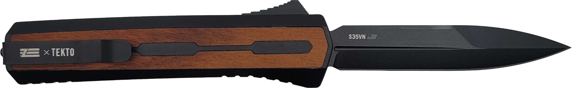 Zastava ZA7AWS A7 OTF Knife, Walnut Handle, S35VN Spear Point Blade