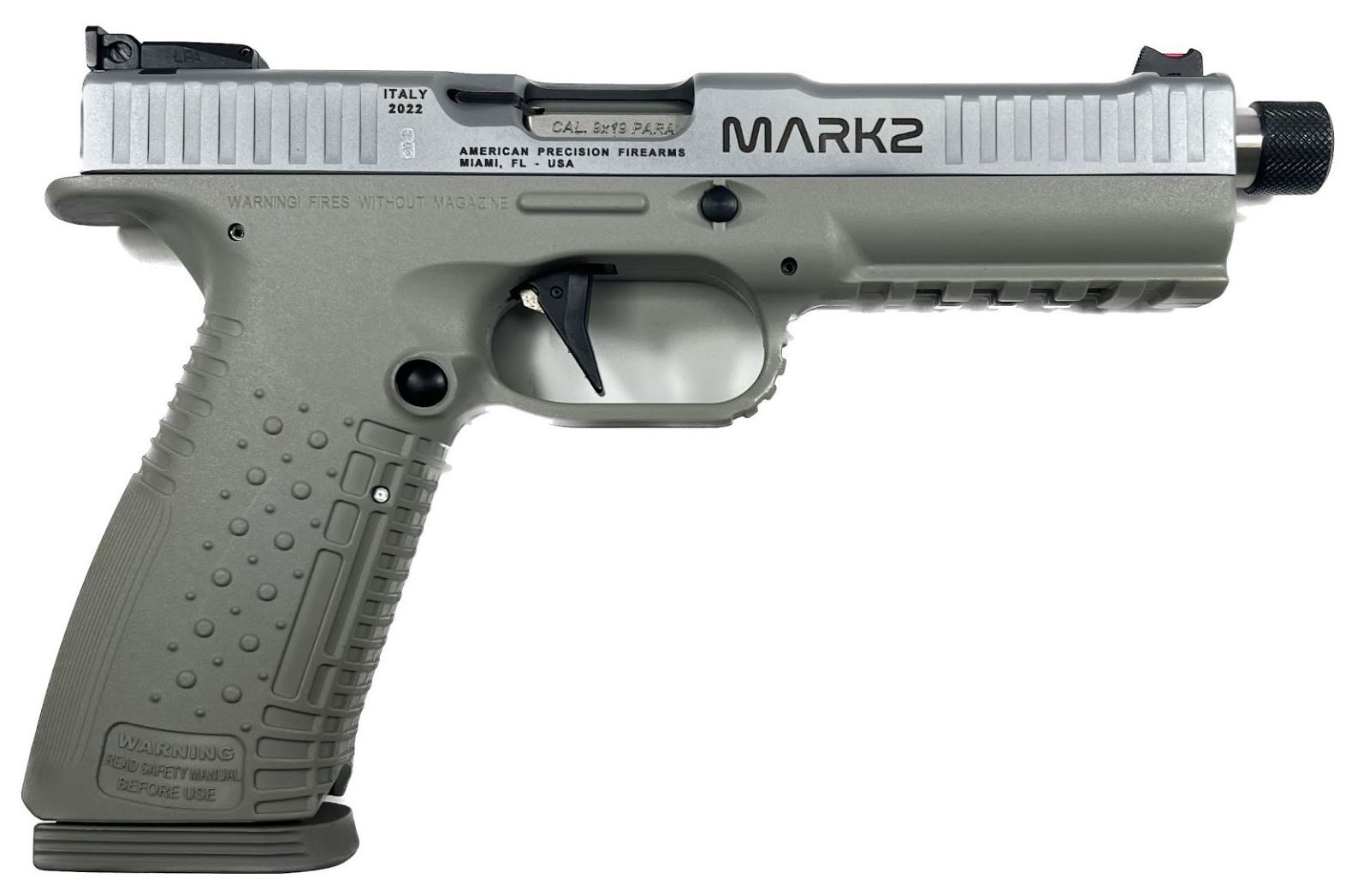 American Precision ASF1MII-9-SL-17 9mm Pistol 5.5" Threaded Barrel Silver