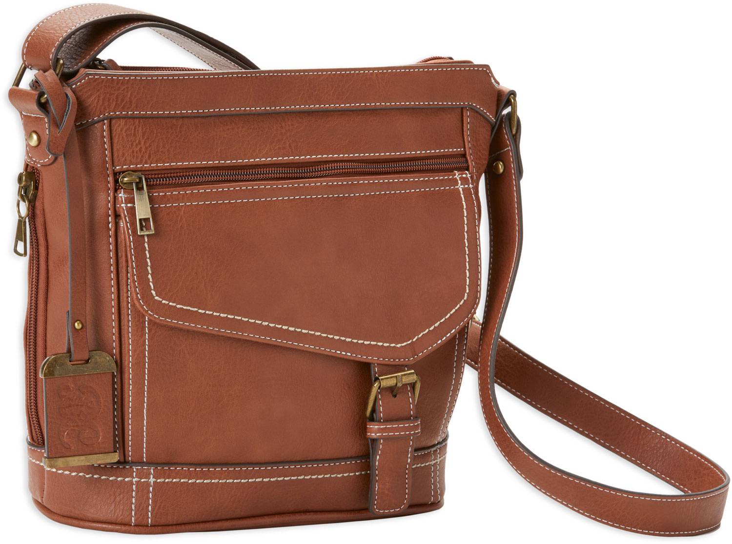 Bulldog BDP045 Concealed Carry Purse Saddle Brown Leather Crossbody