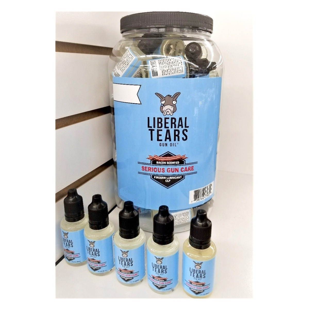 Liberal Tears Gun Oil Point of Sale Jar - 36x 1oz bottles Bacon Scented liberal_tears_oil-36ctjar