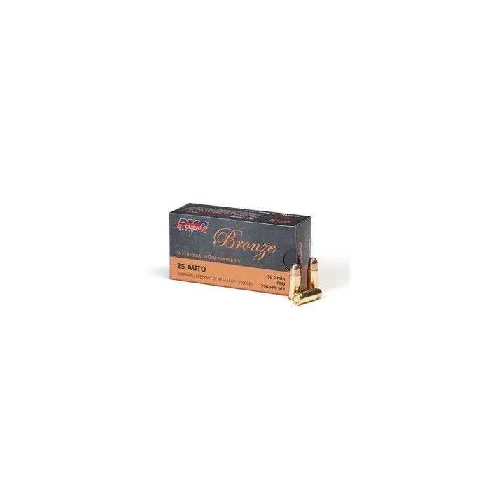 PMC 25A .25 Auto 50GR FMJ 50RD Box Ammo