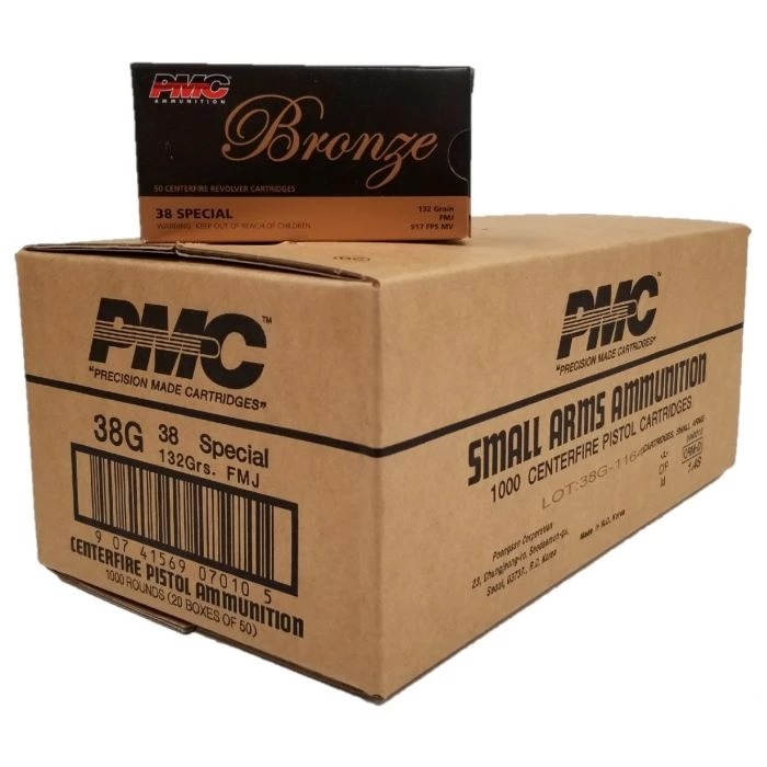 PMC 38G .38 Special Ammo 132 Grain FMJ 1000rd Case