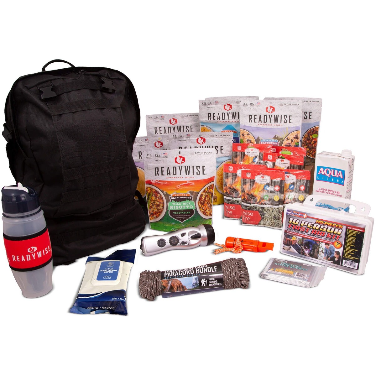 ReadyWise RW01-635GSG 2-Day Emergency Survival Backpack, 134 Pieces, Black