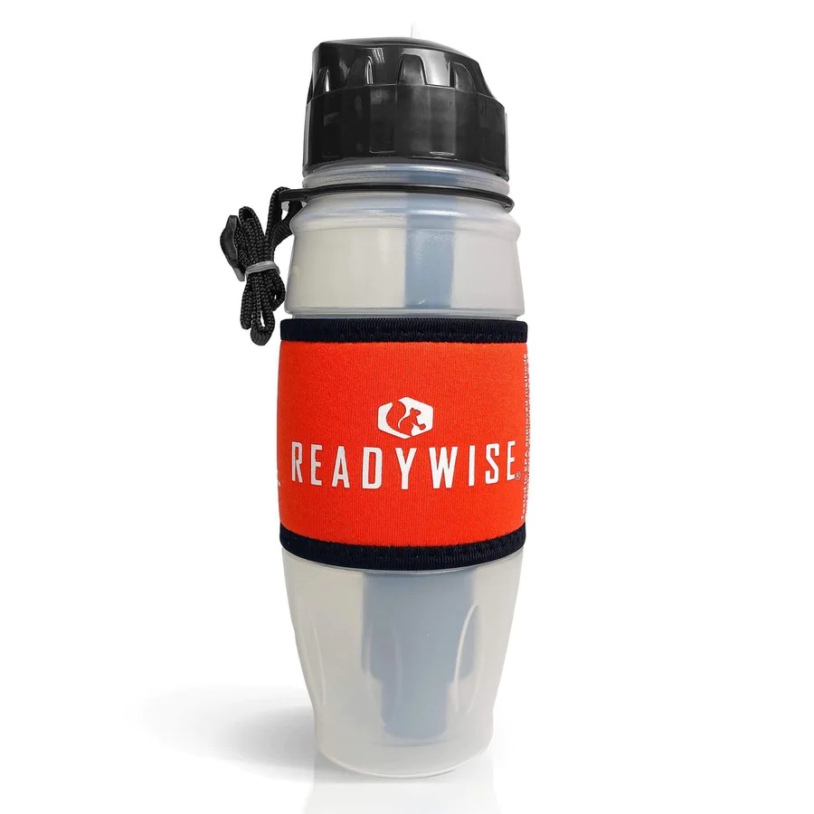 ReadyWise RW08000 Water Filtration Bottle 28oz BPA-Free Black/Gray